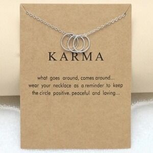 Karma Necklace‎ Silver Interlocking Circles Minimalist Pendant Chain Women Gift